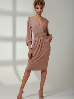 Kinslee Long Sleeve Pegged Dress, Dusty Pink