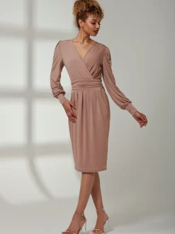 Kinslee Long Sleeve Pegged Dress, Dusty Pink