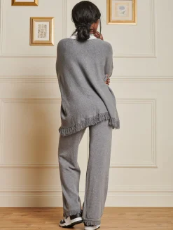 Knitted Fringe Detail Jumper, Grey