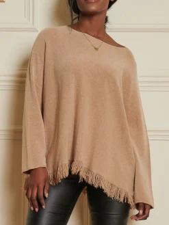 Knitted Fringe Detail Jumper, Khaki