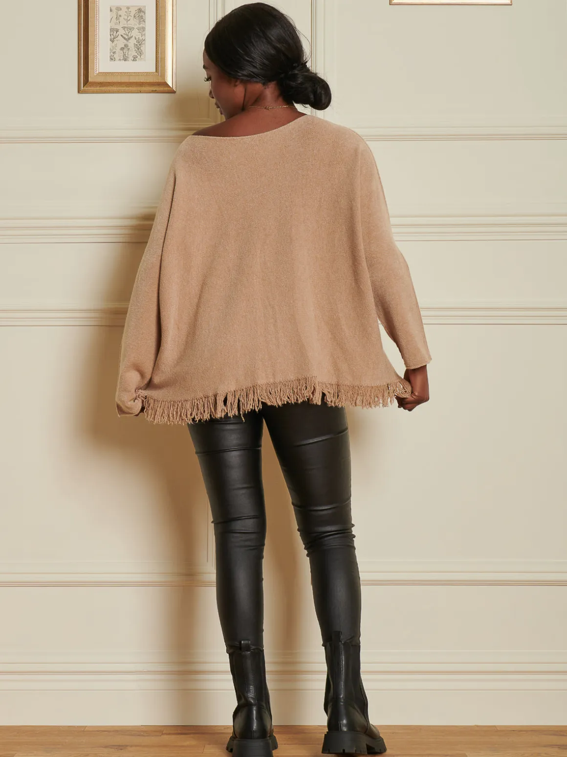 Knitted Fringe Detail Jumper, Khaki