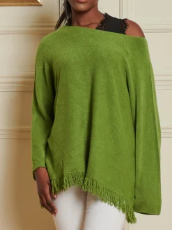 Knitted Fringe Detail Jumper, Olive Green