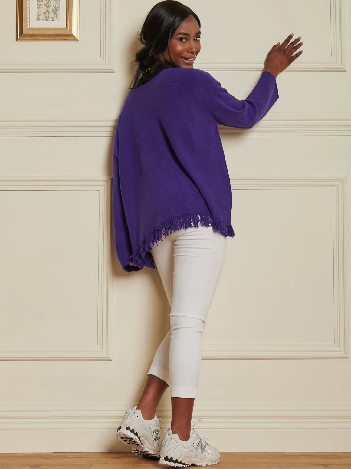 Knitted Fringe Detail Jumper, Purple