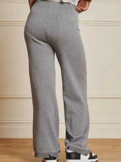 Knitted Fringe Detail Trousers, Grey