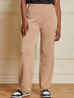 Knitted Fringe Detail Trousers, Khaki