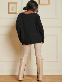 Knitted Rhinestone Star Neck Jumper, Black