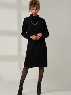 Knitted Turtleneck Longline Jumper, Black