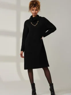 Knitted Turtleneck Longline Jumper, Black