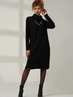 Knitted Turtleneck Longline Jumper, Black