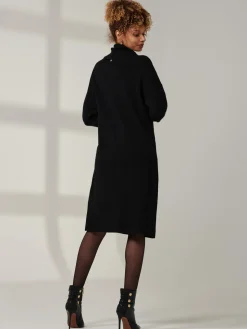 Knitted Turtleneck Longline Jumper, Black