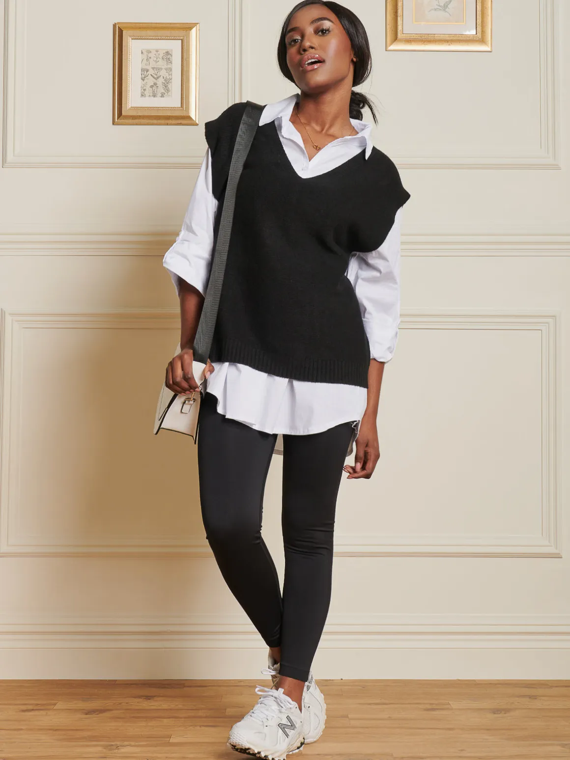 Knitted V-Neck Jumper Vest, Black