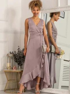 Kyleigh Frill Hem Maxi Dress, Mauve Purple