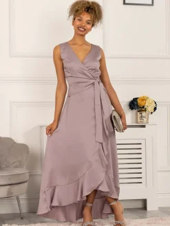 Kyleigh Frill Hem Maxi Dress, Mauve Purple