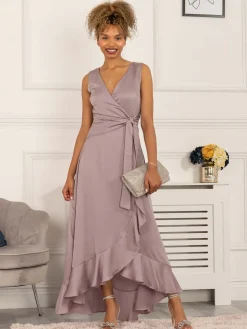 Kyleigh Frill Hem Maxi Dress, Mauve Purple