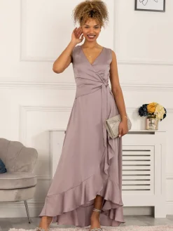 Kyleigh Frill Hem Maxi Dress, Mauve Purple
