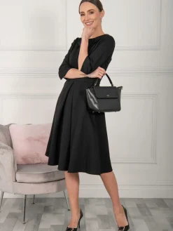 Kyndall 3/4 Sleeve Midi Dress, Black