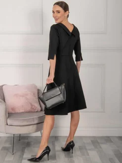 Kyndall 3/4 Sleeve Midi Dress, Black