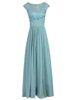 Lace Bodice Chiffon Maxi Bridesmaid Dress, Duck Egg Blue