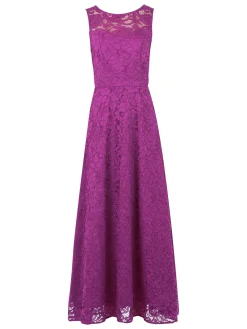 Lace Fit & Flare Maxi Bridesmaid Dress, Magenta