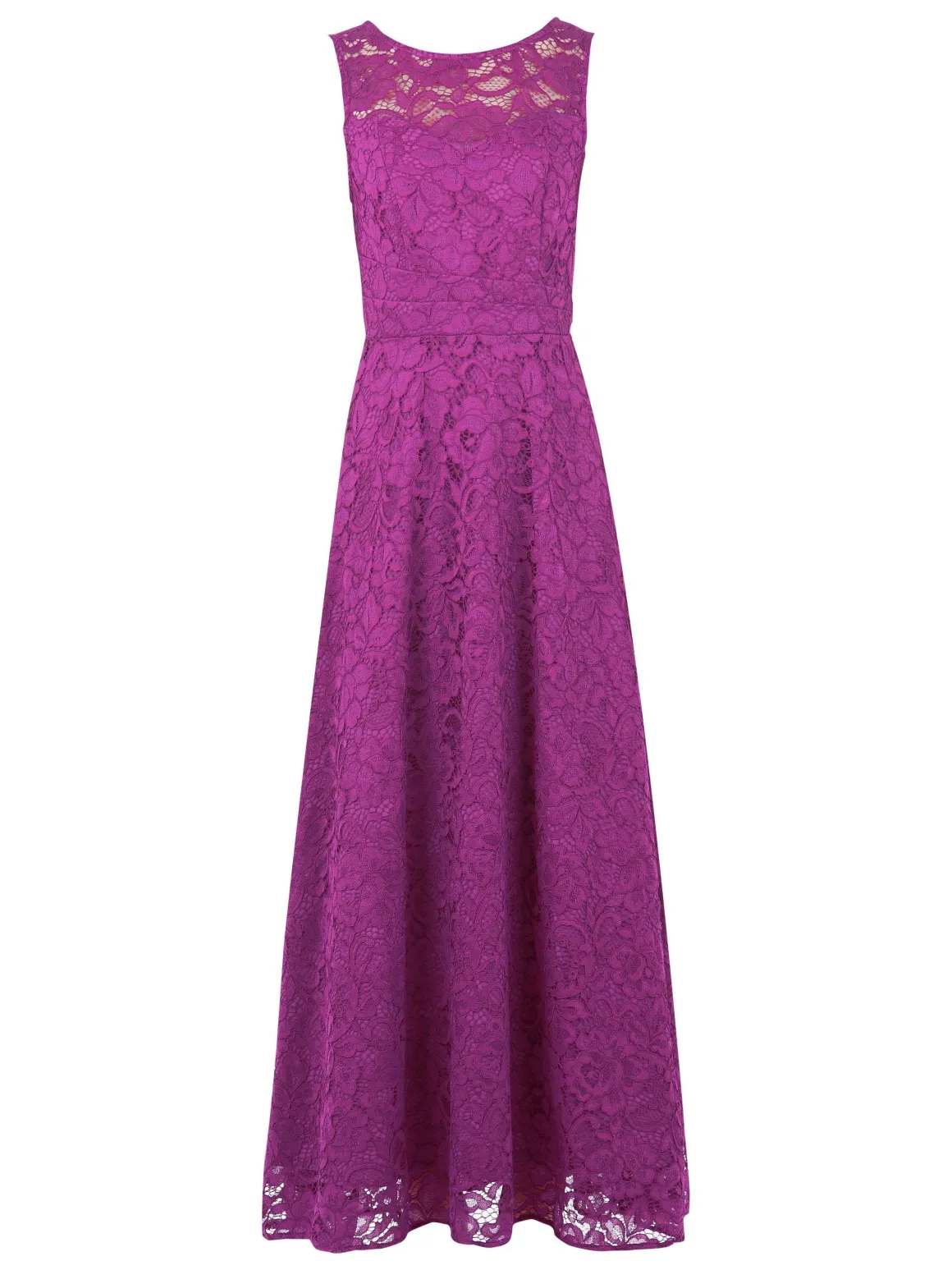 Lace Fit & Flare Maxi Bridesmaid Dress, Magenta