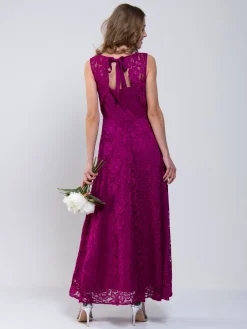 Lace Fit & Flare Maxi Bridesmaid Dress, Magenta