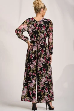 Lace Long Sleeve Jumpsuit, Multi Floral