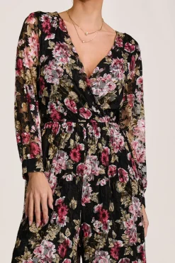 Lace Long Sleeve Jumpsuit, Multi Floral
