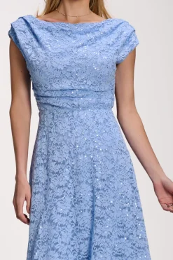 Lace Sequin Embellished Midi Dress, Blue