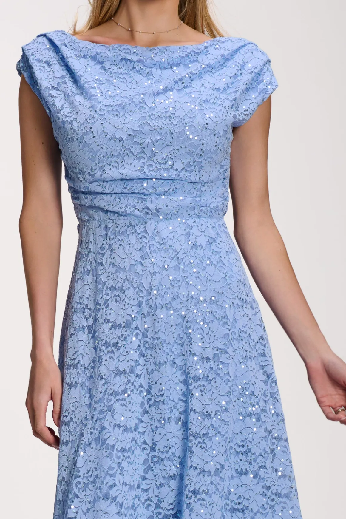 Lace Sequin Embellished Midi Dress, Blue