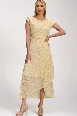 Lace Sequin Embellished Midi Dress, Butter Yellow