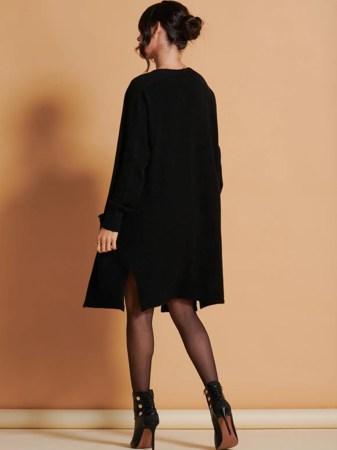 Longline Soft Knitted Cardigan, Black