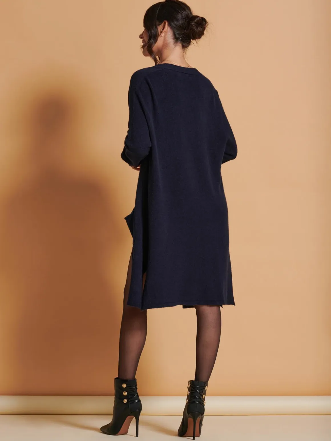 Longline Soft Knitted Cardigan, Blue