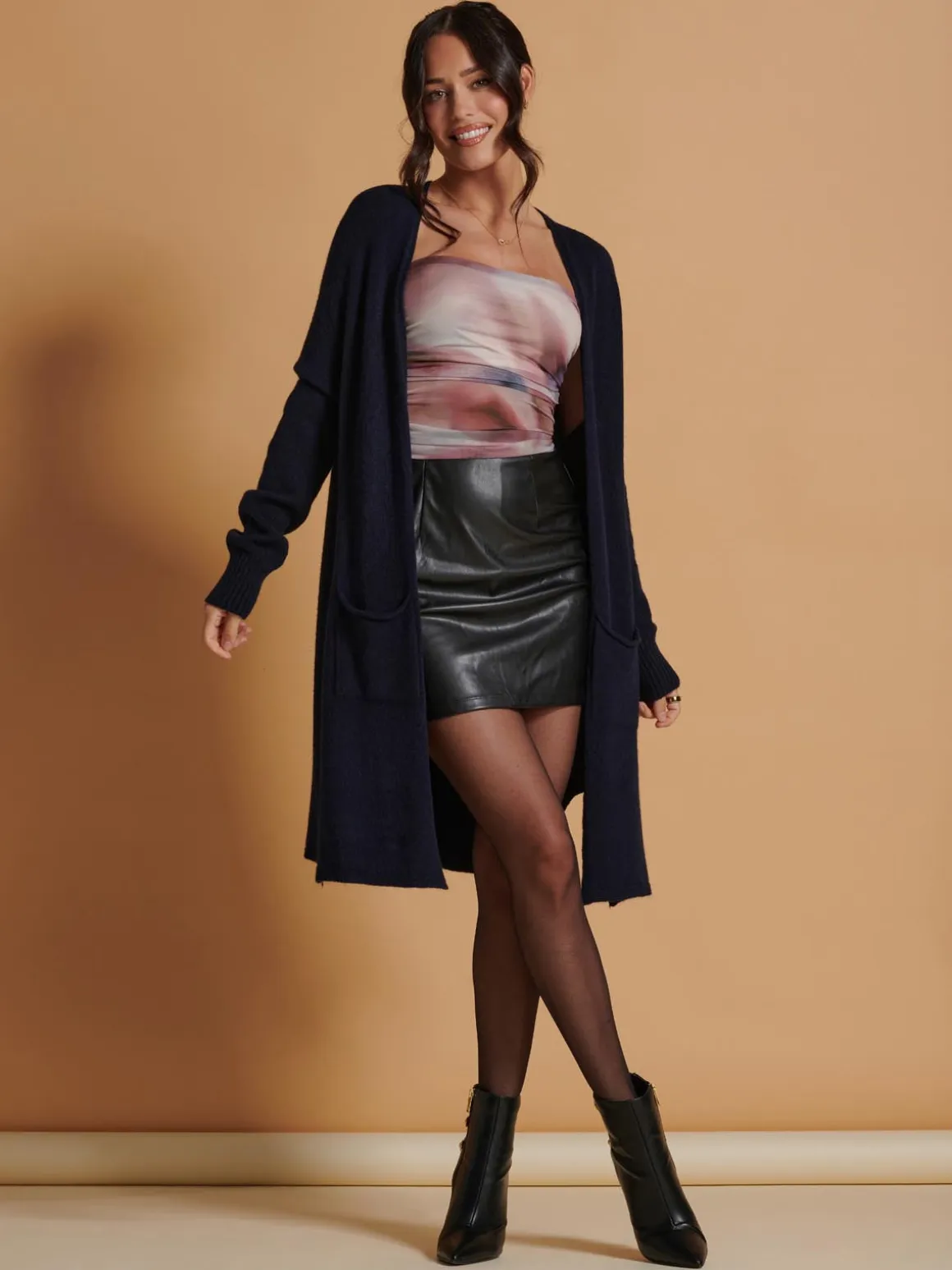 Longline Soft Knitted Cardigan, Blue