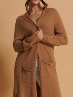 Longline Soft Knitted Cardigan, Camel