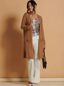 Longline Soft Knitted Cardigan, Camel