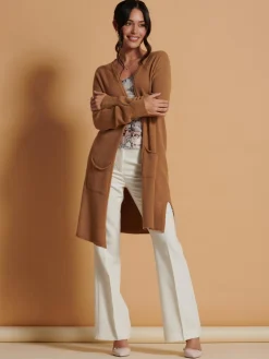 Longline Soft Knitted Cardigan, Camel