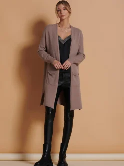 Longline Soft Knitted Cardigan, Mocha