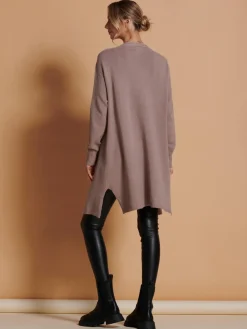 Longline Soft Knitted Cardigan, Mocha