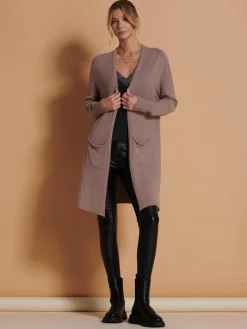 Longline Soft Knitted Cardigan, Mocha