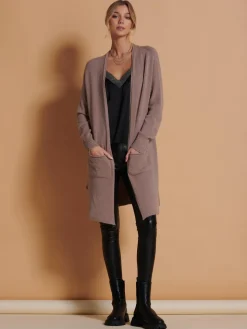 Longline Soft Knitted Cardigan, Mocha