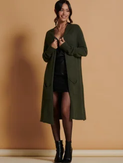 Longline Soft Knitted Cardigan, Soldier Green