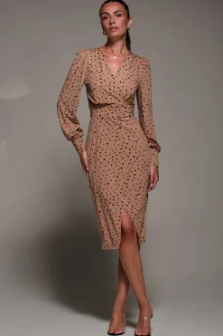 Long Sleeve Jersey Midi Dress, Black Spot