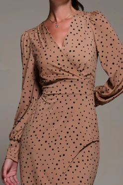 Long Sleeve Jersey Midi Dress, Black Spot
