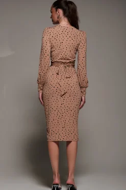 Long Sleeve Jersey Midi Dress, Black Spot