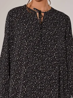 Long Sleeve Shirt Dress, Black Spot