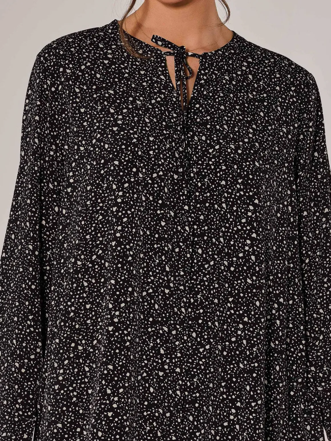 Long Sleeve Shirt Dress, Black Spot