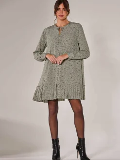 Long Sleeve Shirt Dress, Khaki Spot