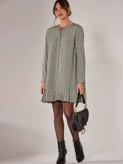 Long Sleeve Shirt Dress, Khaki Spot