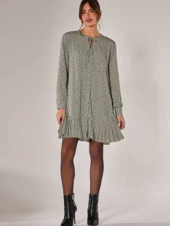 Long Sleeve Shirt Dress, Khaki Spot