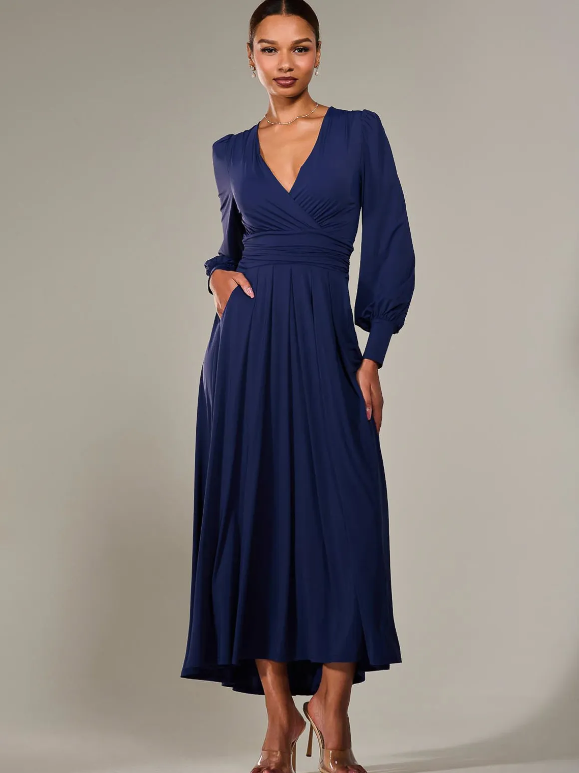 Long Sleeve Super Soft Jersey Maxi Dress, Navy